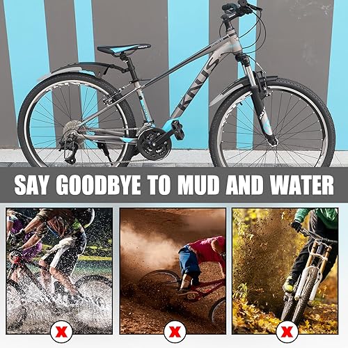 Miniatura 5 de MAKELEN Bike Fender Set Mudguard Set Front and Rear 2 Parts-Universal Full Cover Thicken Widen Bicycle Adjustable Bike Fender Mud Guard Mudflap for