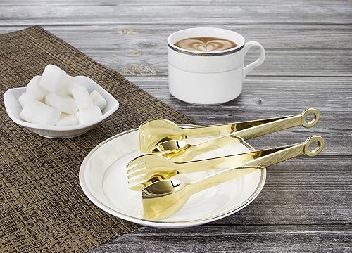 Miniatura 4 de MSY BIGSUNNY Juego de 4 pinzas pequeñas de acero inoxidable para aperitivos, de metal, 6 pulgadas (6.0 in, doradas)