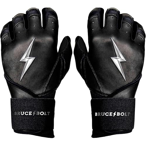BRUCE BOLT Chrome Series Long Cuff Batting Gloves - Multiple Colors - Adult & Youth Sizes