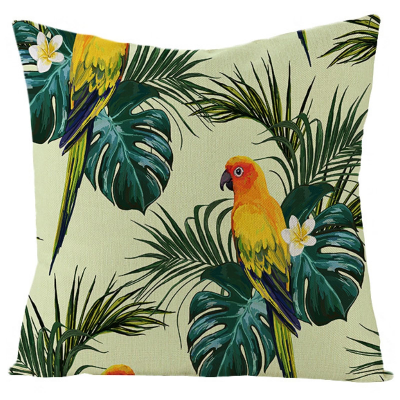 Cushion Covers 40cm x 40cm Green Plants Sofa Cushion Cover Linen with Invisible Zippers,Throw Pillow Covers for Bedroom Home Decor