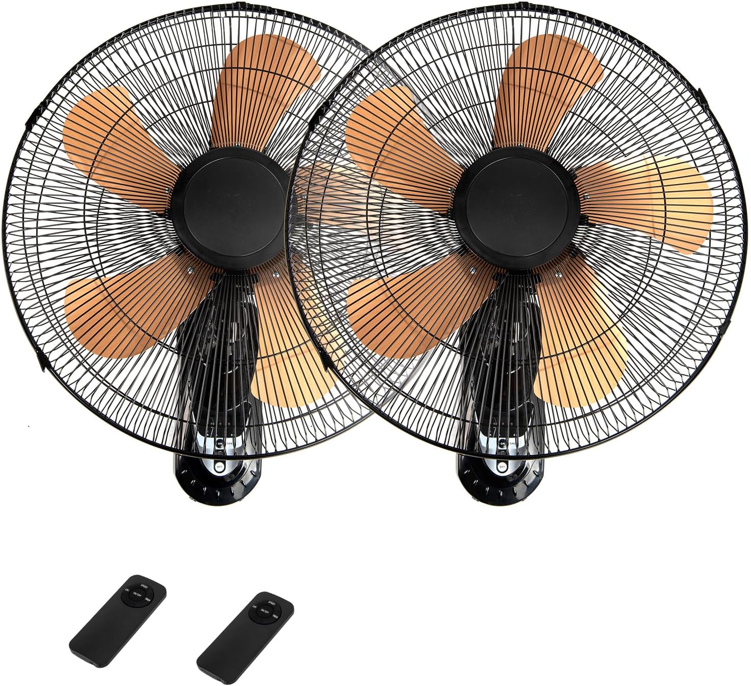 20 Inch Wall Mount Fan with Remote 2 Pack, 3-speed Wall Oscillating Fan with 5 Blades, Adjustable Tilt and Timing, High Velocity Wall Mounted Fans for Bedroom, Gym, Office, Warehouse, Garage