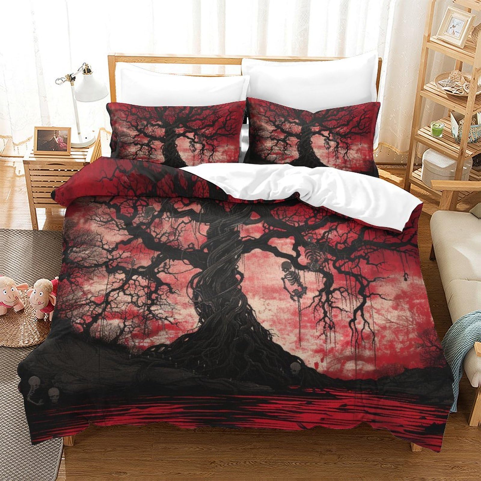 Linge de lit Arbre de Vie anti-plis et facile à laver pour matelas super king size