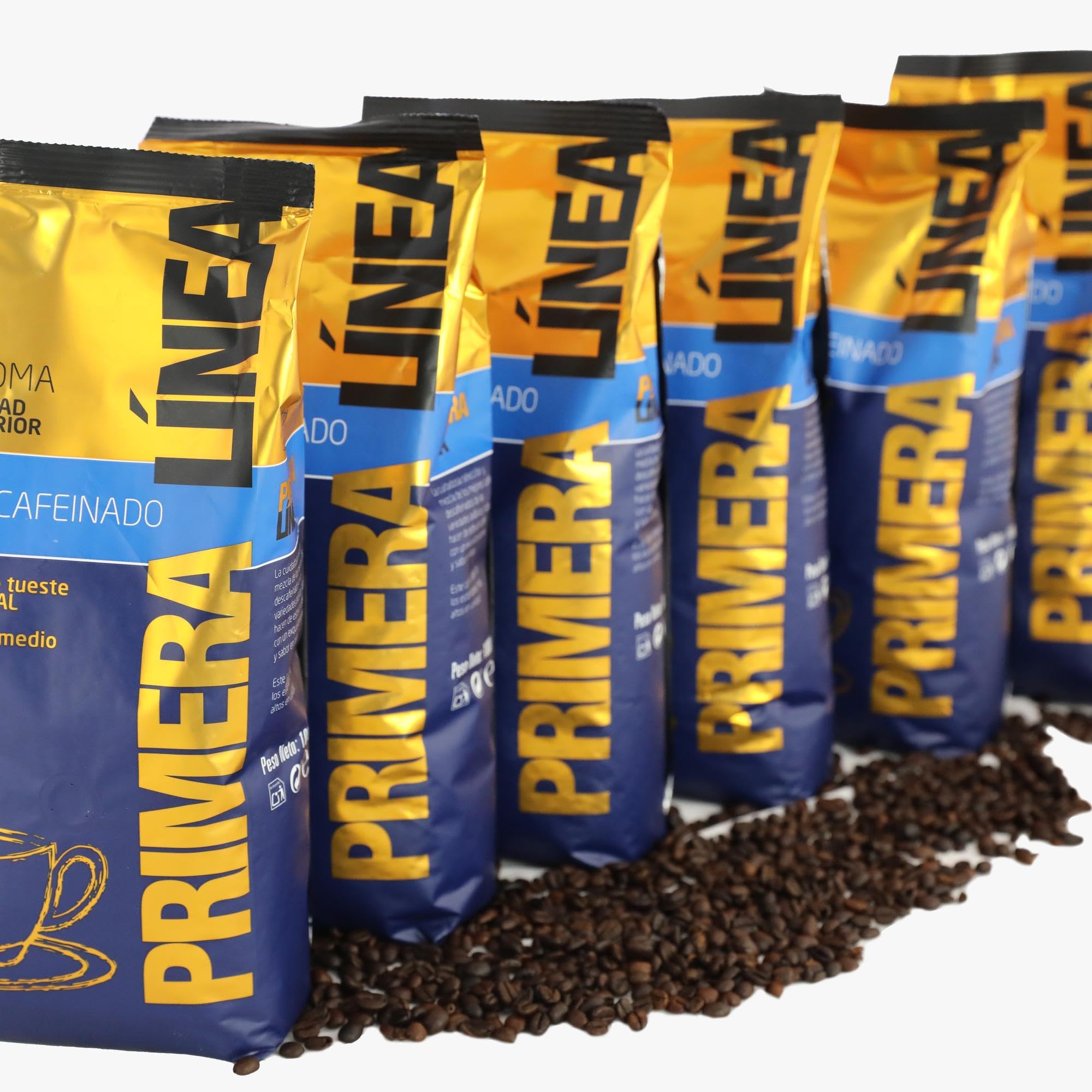 CAFÉ PRIMERA LÍNEA | Café Descafeinado Grano Natural Gourmet Exclusivo 1kg | Tueste Medio | Sabor Único y Auténtico| Ideal para Máquinas Espresso y Superautomáticas | Aroma Intenso