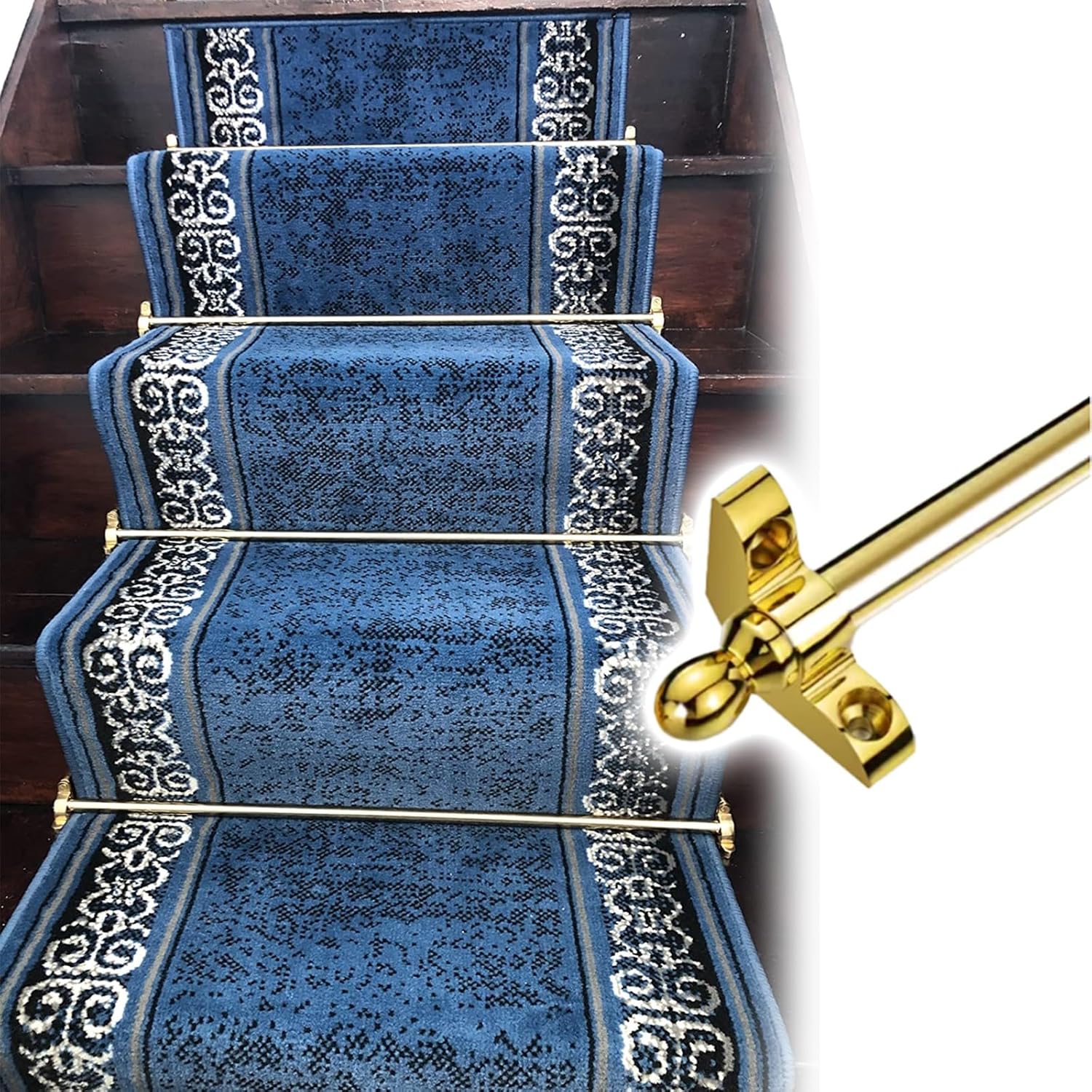 3 5 9 13 15 17 Pcs Stair Carpet Rod for Homes/Hotels/Art Galleries, Solid Brass Staircase Rods for Carpet Runners, Customizable Rug Rods for Stairs(17pcs,70cm/28in)