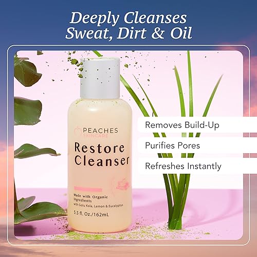 Miniatura 3 de Peaches Skincare - Jabón facial vegano después del entrenamiento con Gotu Kola, citronela y eucalipto, suave lavado facial diario para sudor y