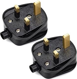 UK 13 A Fused Mains Plugs 3 pin Plug 250V Safety Plug with Cord Grip Power Frequency 50-60 HZ Black