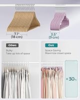 Vista 57 de SONGMICS UCRF029W05 - Paquete de 50 ganchos de terciopelo antideslizantes para trajes con muescas para el hombro, barra para pantalones, gancho