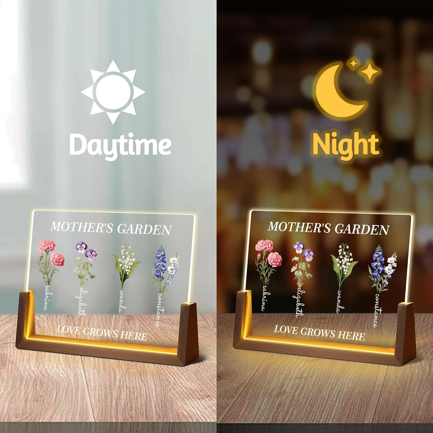 Personalized Christmas Ideas Gifts for Mom Grandma Wife, Custom Mom Gifts From Daughter Son, Customized Birth Flower Mothers Garden Plaque Picture Frame For Mothers Day Birthday Gift - Image 4