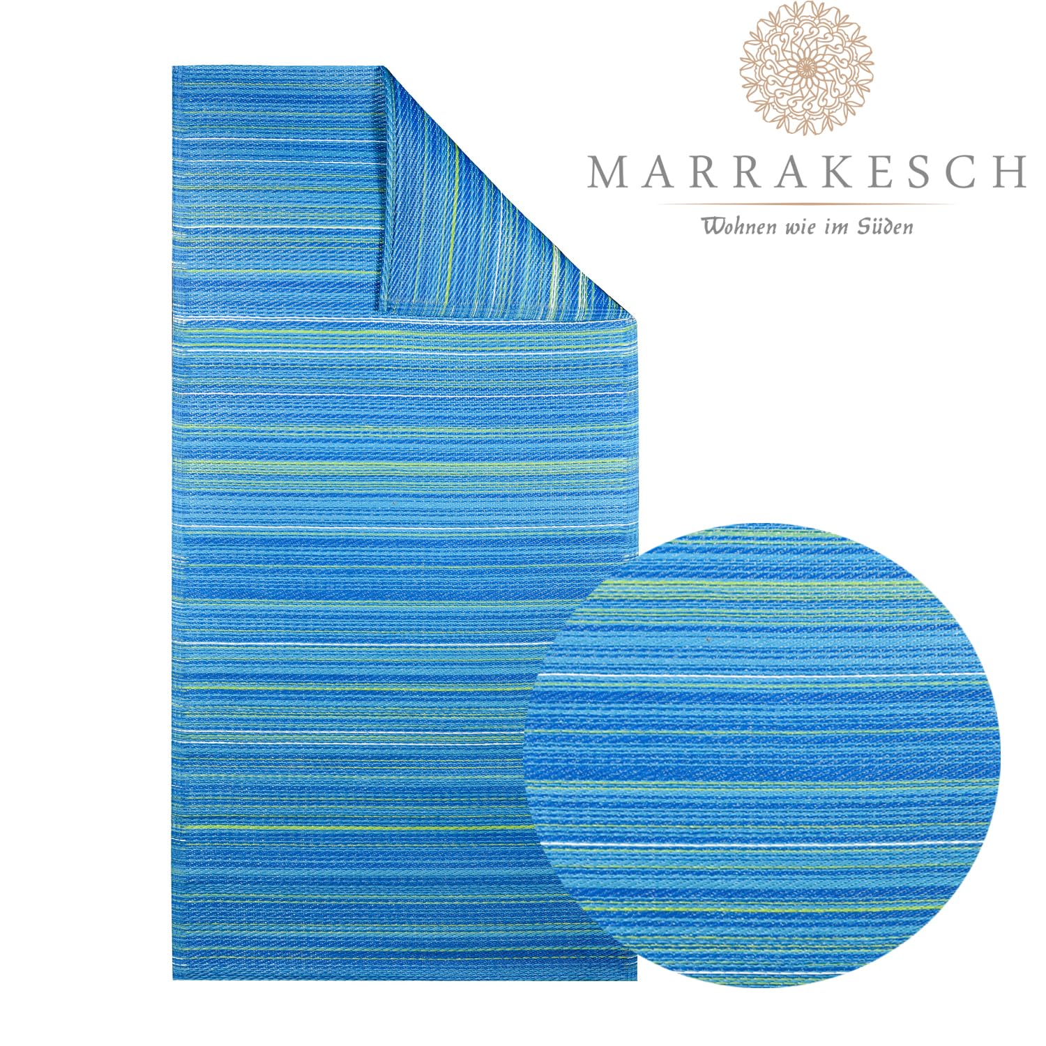 Outdoor Teppich Alvaro modern aus recyceltem Polypropylen 90 x 180 cm