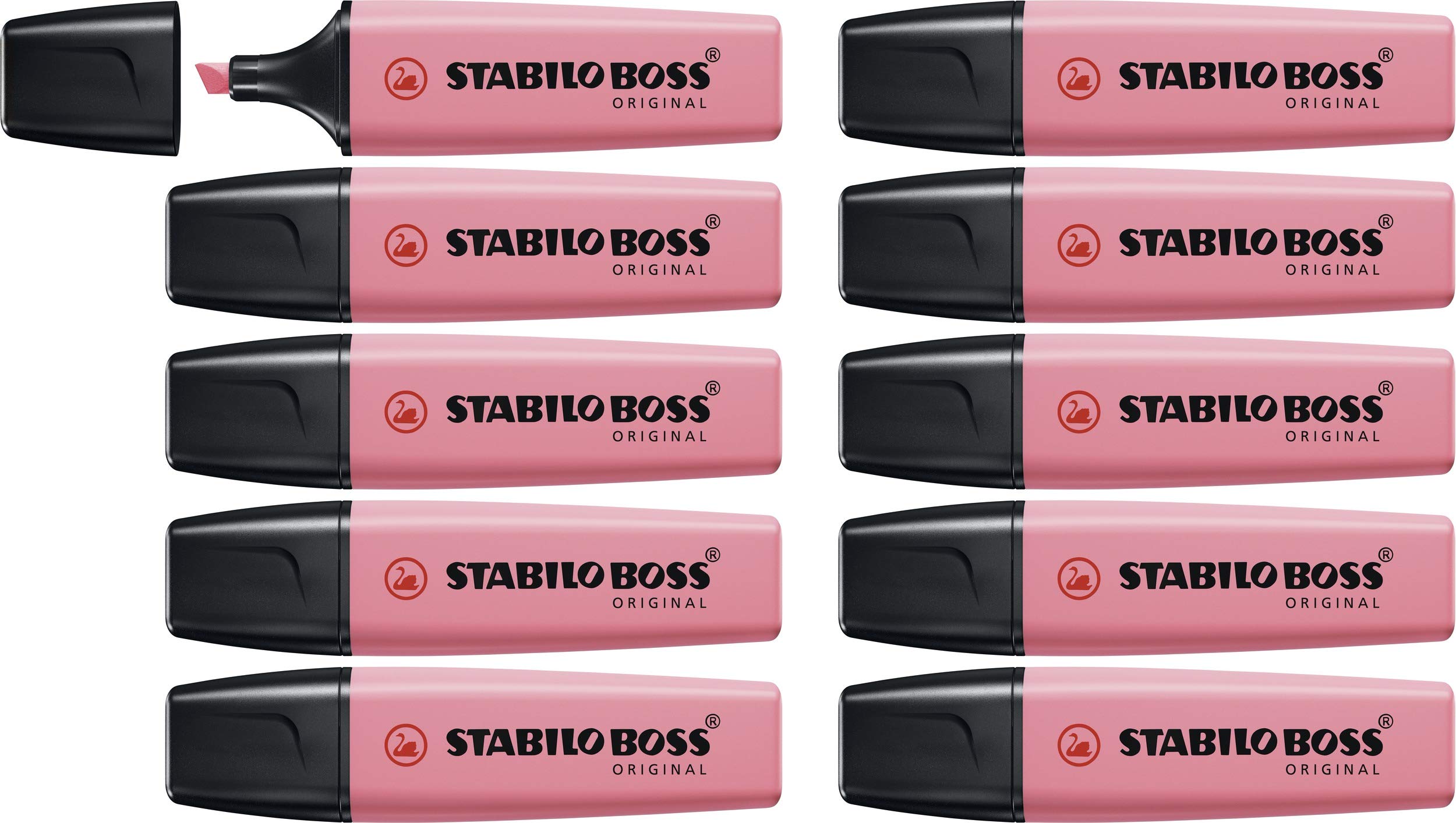 STABILO Highlighter Pen BOSS ORIGINAL Pastel Box of 10 Cherry Blossom Pink (70/150)