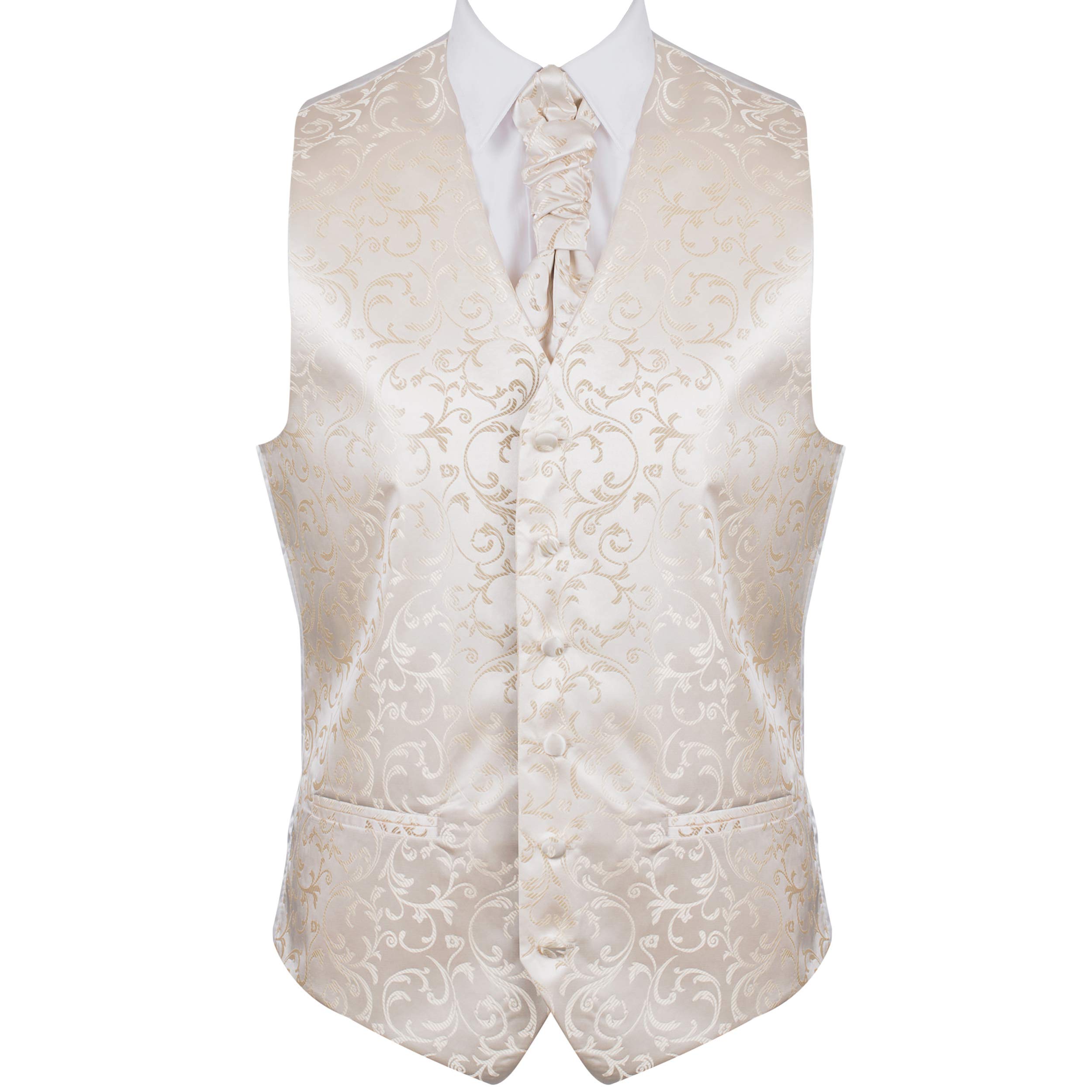 Abel & Burke Cream Swirl Leaf Wedding Waistcoat #AB-WWA1000/11 Men's XXXL - 54''