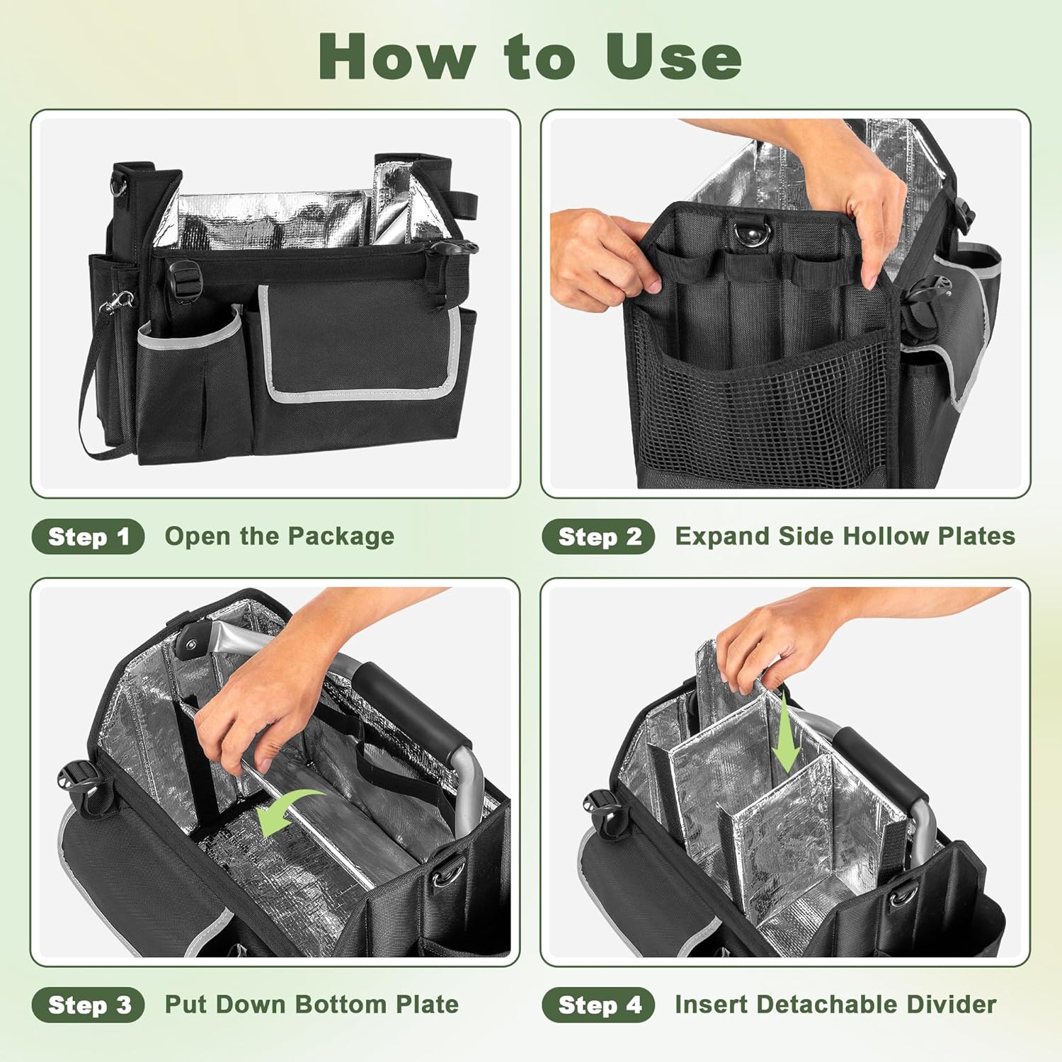 Outdoor Grill Utensil Caddy, BBQ Tool Organizer with Divider & Support Pad for Tailgating Essentials, Picnic Storage Bag with Handle & Shoulder Strap for Camping Grill Accessories, Bag Only