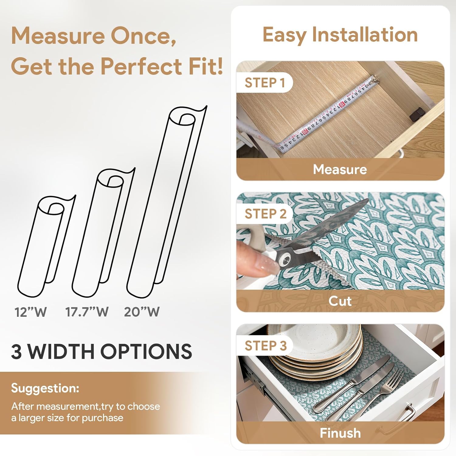 20'' X 360'' Green Shelf Liner Non Adhesive Cabinet Drawer Liner, Strong Grip Non Slip Waterproof Pantry Shelf Paper for Refrigerator Protect Dresser Shelves Stripes Cupboard