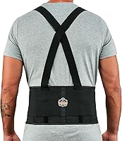 Ergodyne ProFlex 1650 Large Back Support Belt - 7.5" Elastic, Adjustable Removable Suspenders for Lifting & Back Pain Relief
