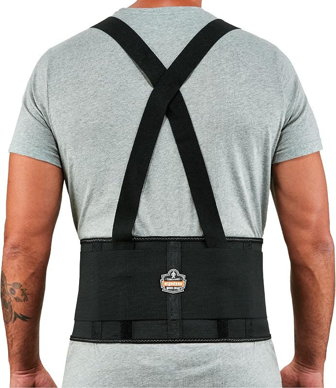 Ergodyne ProFlex 1650 Back Support Belt, 7.5" Elastic, Adjustable, Removeable Straps, Black, Medium