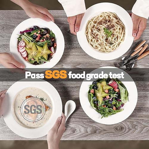 Miniatura 3 de Artena Tazones de pasta de 20 onzas, cuencos grandes para servir ensalada, cuencos de sopa blancos de 10 pulgadas, juego de 4 cuencos de pasta de