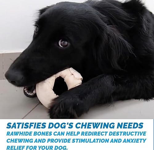 Miniatura 2 de | Masticables de donas para perros de piel de res (10 unidades) – Donas de cuero crudo, tamaño del círculo de 3.5 pulgadas, donas masticables para