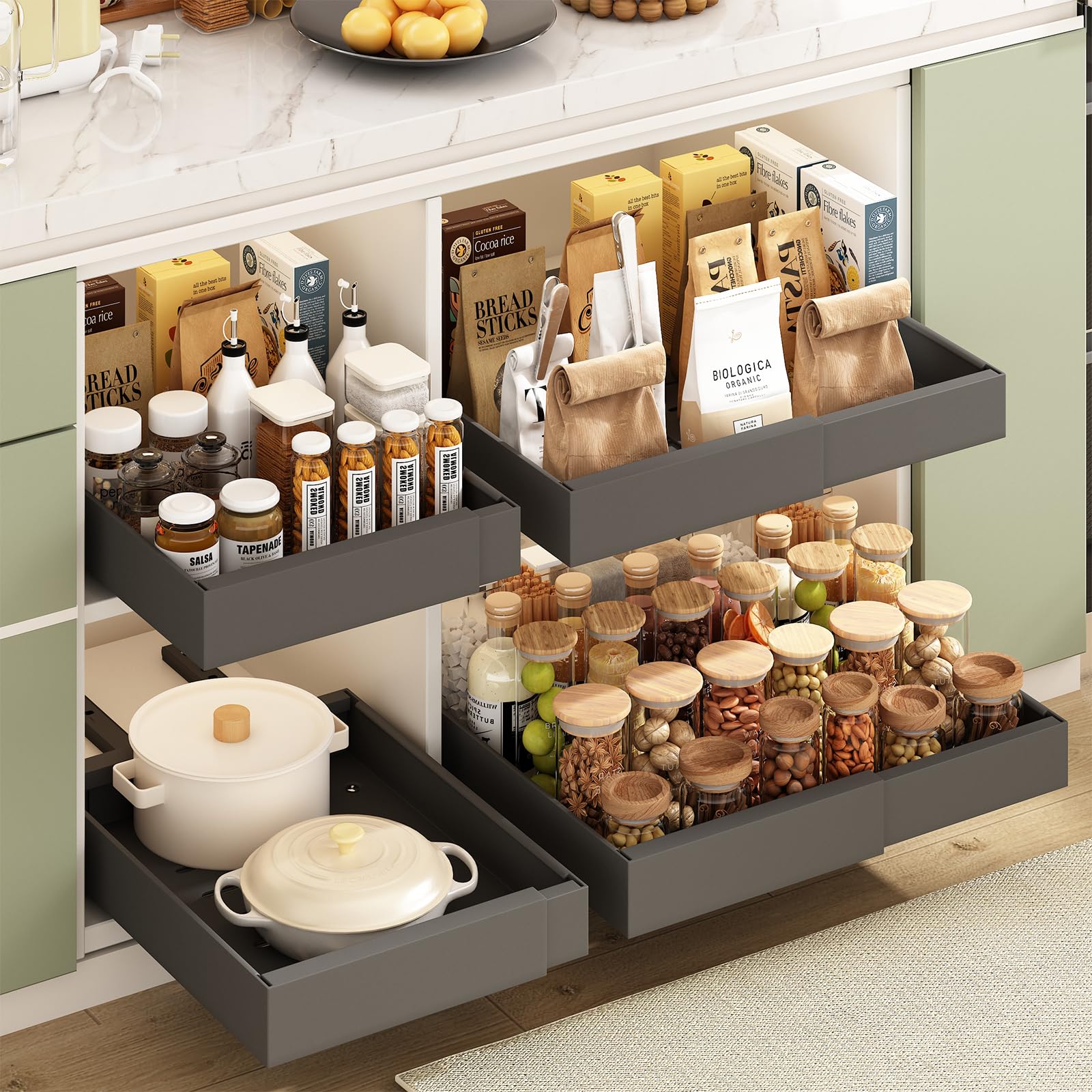 Organisateur De Tiroir Extensible En Métal – Largeur Réglable 32,5 à 50 Cm – Pour Cuisine, Salle De Bain, Dressing – Gain De Place Maximal - 2