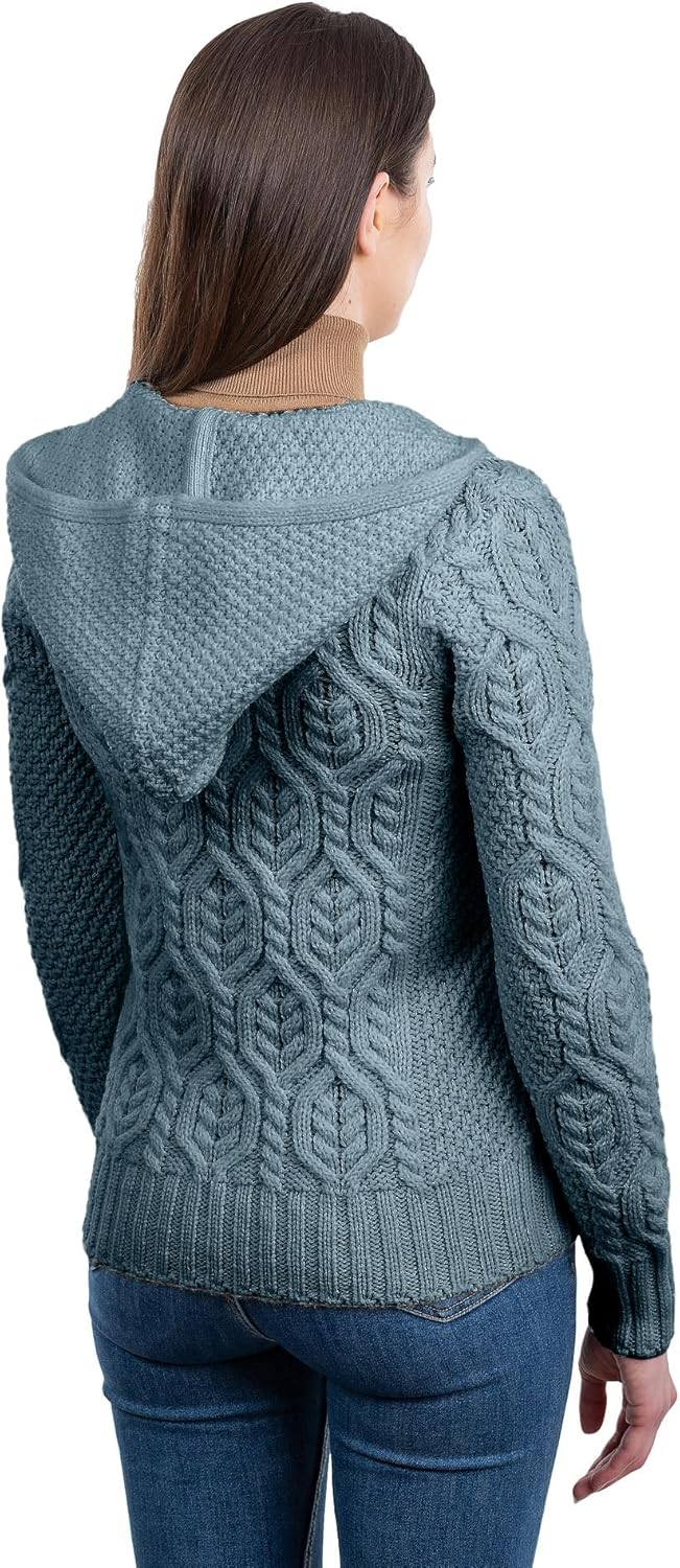 SAOL Women’s Hooded Zip Cardigan – Pure Merino Wool Irish Sweater – Warm & Breathable Outer Layer - Image 2