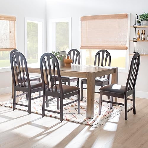 Miniatura 30 de Linon Kennerli - Juego de 2 sillas de comedor blancas con asiento tapizado gris, totalmente montadas