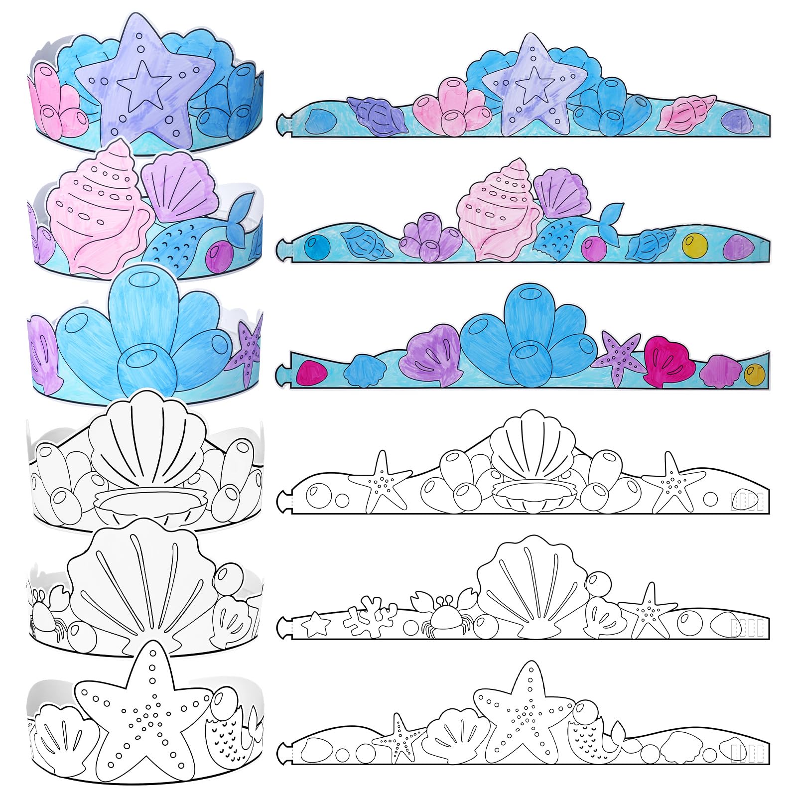 Sumind 36 Pcs Color Your Own Mermaid Crown DIY Coloring Crafts for Kids