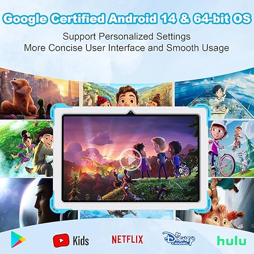 Miniatura 5 de YATIOM Tablet infantil de 10 pulgadas Android 14 con funda a prueba de caídas, octa-Core, 10GB+64GB, expansión 512G, pantalla táctil HD de 1280 x