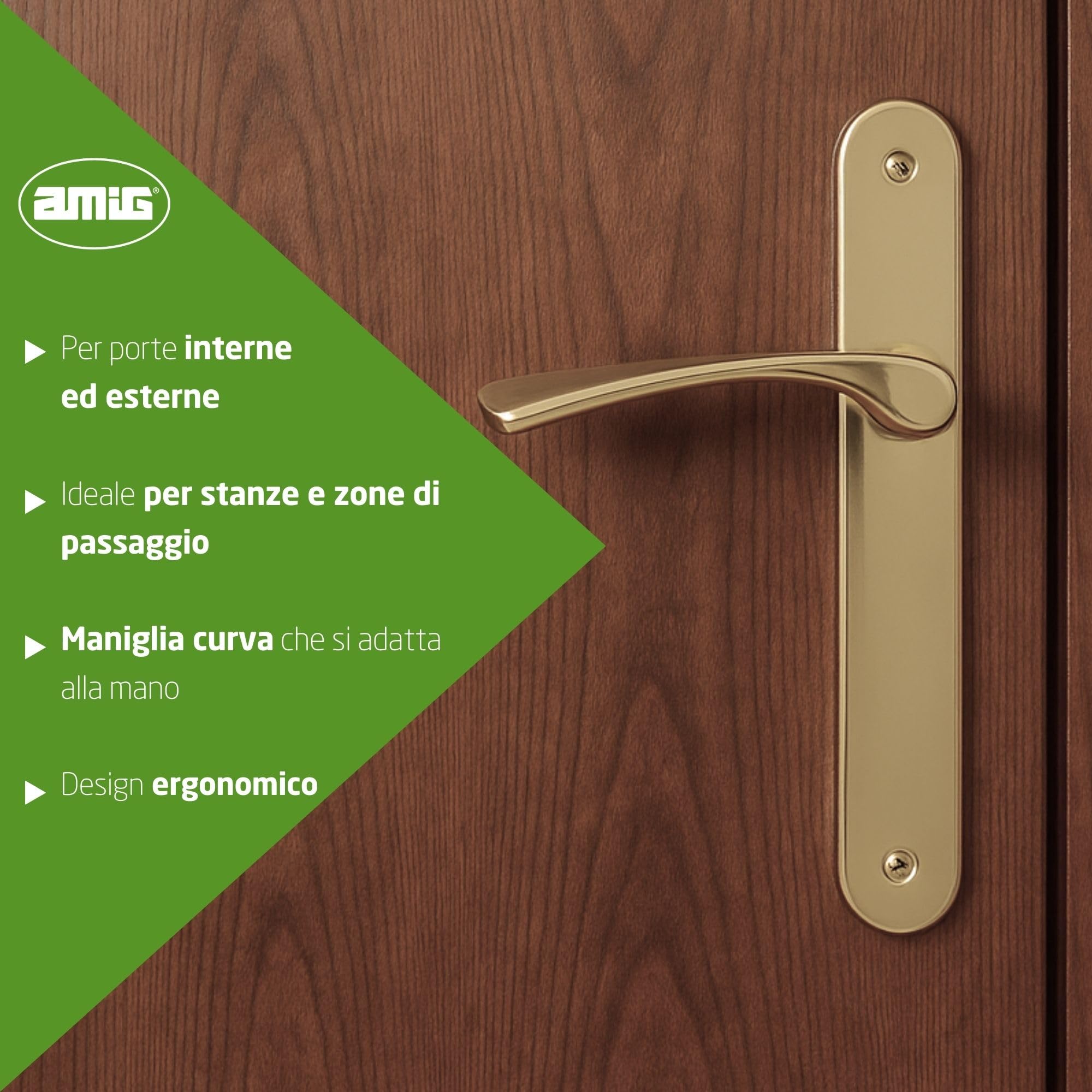 Amig - Set di 2 Maniglie a Rosetta per Porte - Mod. EPSILON - 132 x 70 mm - Quadrato 8 mm - Design Elegante e Semplice - Impugnatura Ergonomica della Maniglia - Alluminio Nero