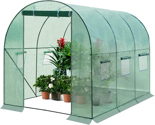 Serre De Jardin Tunnel En Pe 140g/㎡, 6 Fenêtres, 1 Porte Zippée Serre De Jardin Tunnel En Pe 140g/㎡, 6 Fenêtres, 1 Porte Zippée