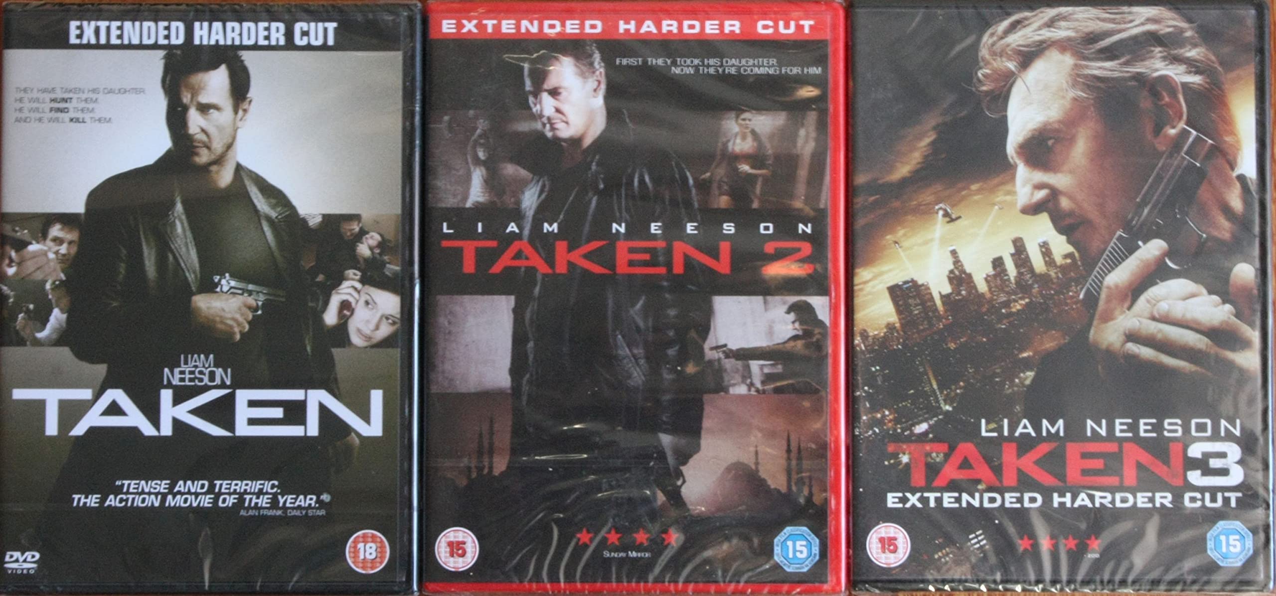 Trilogía Taken DVD Versión Extendida Harder Cut con la saga completa de acción original