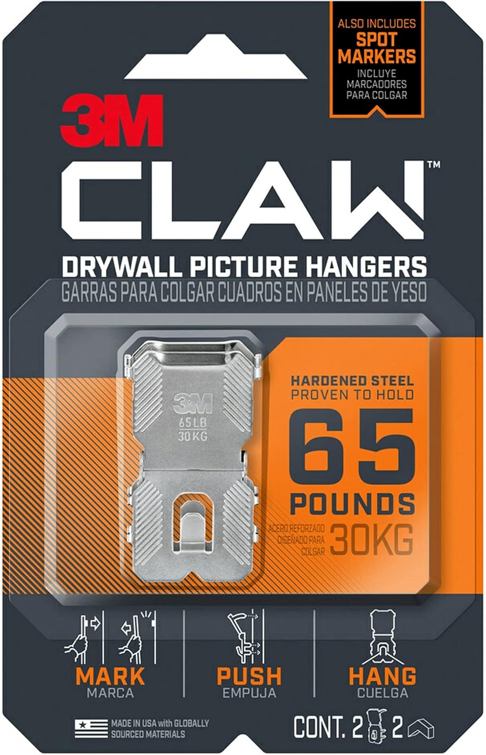 3M Claw Drywall Picture Hanger,Silver