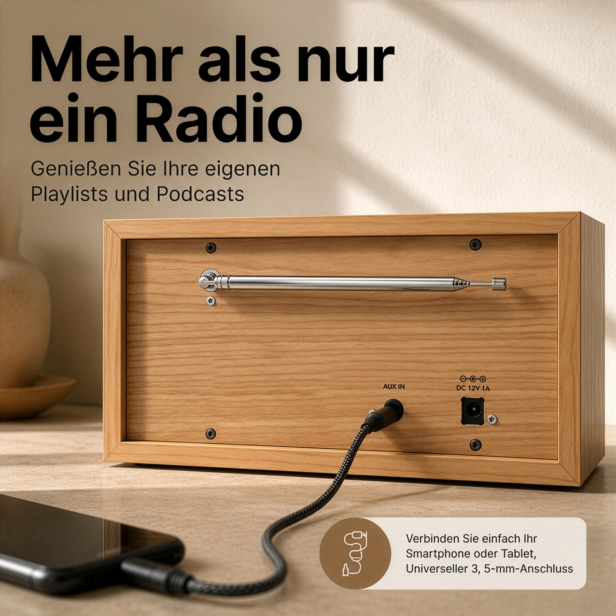 Imperial 22-130-00 Dabman 30 - DAB+ Radio, DAB Plus Radio, Küchenradio, Mini Radio Dab, Badradio Digitalradio (DAB+/DAB/UKW, Aux In, inkl. Netzteil) braun