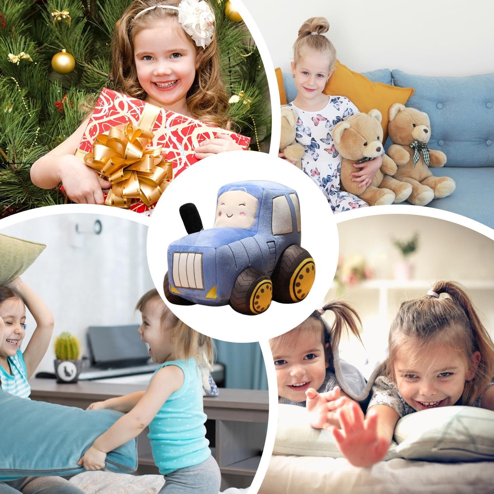 Peluche Tracteur XXL – Coussin Décoratif 22x30x20 Cm – Coton PP – Doux, Lavable, Pour Canapé Ou Lit
