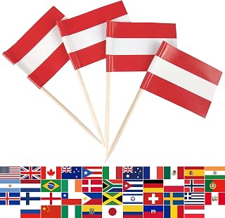 JBCD Austria Toothpick Flag Austrian Mini Small Cupcake Topper Flags, 100pcs