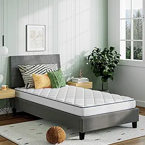 Novill 6/8 Inch Foam and Spring Hybrid Mattress, Queen Mattress in a Box, Medium Support, CertiPUR-US Certified Foam & Steel Coils, Durable Design, Guest and Youth Bedroom, Eco-Friendly Packaging