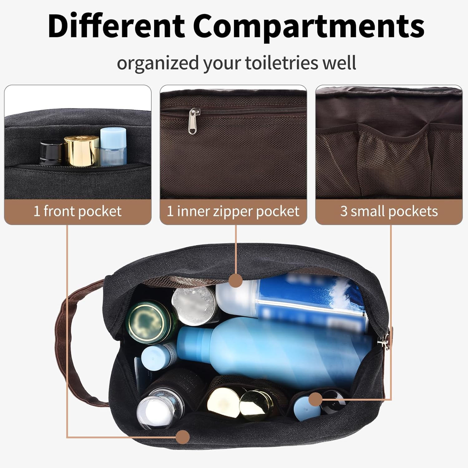 Litvyak Duffle Bag for Travel, 50L Canvas Travel Duffel Bags Overnight Weekend Gym Carry On Luggage Bag for Men & Women(Black+Toiletry Bag) - Image 8