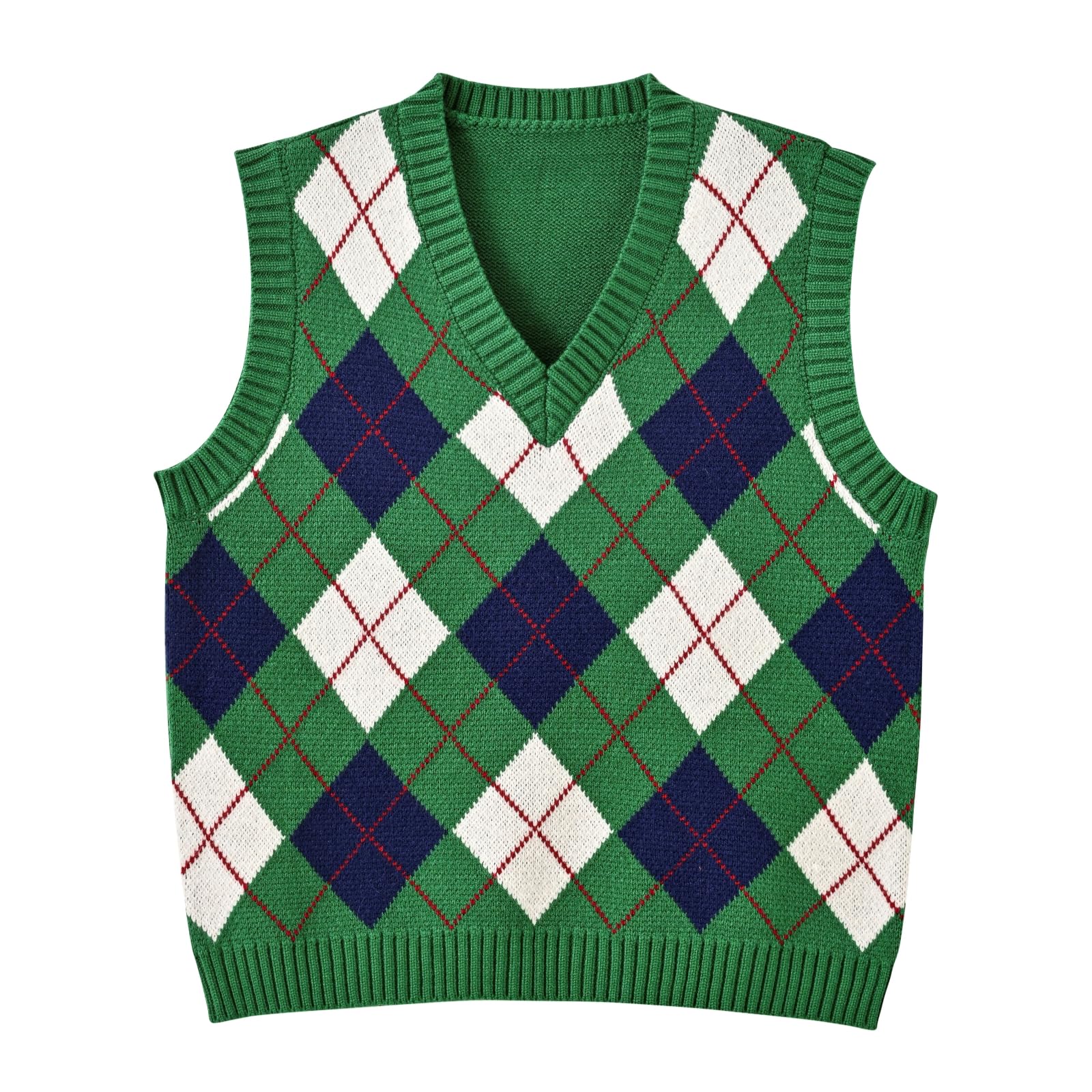 Women's Sweater Vest,Y2K Sleeveless Pattern Preppy Style Knitted Crop Tank Top for Girl