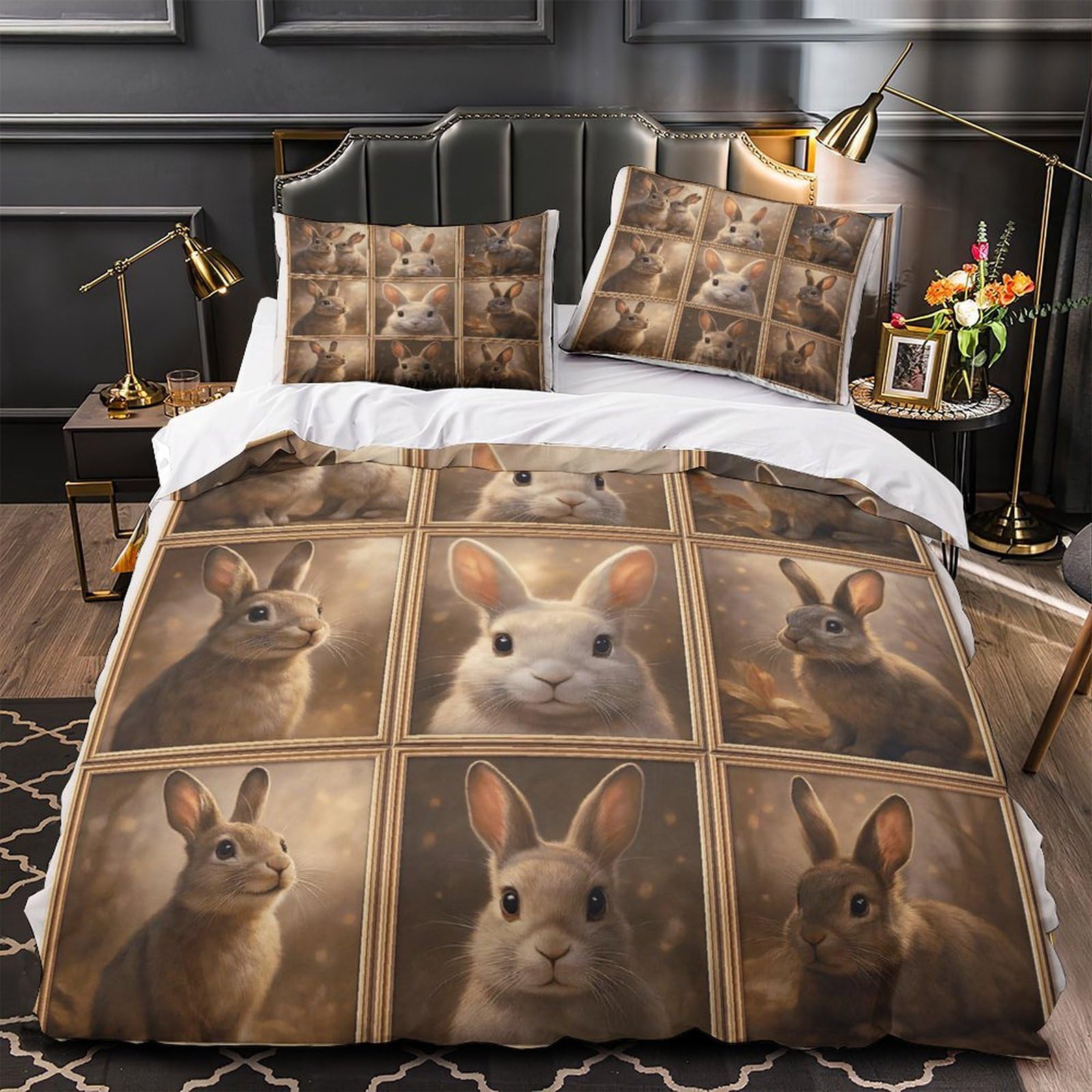 Housse de couette animaux vintage pour chambre d'enfant douce et respirante