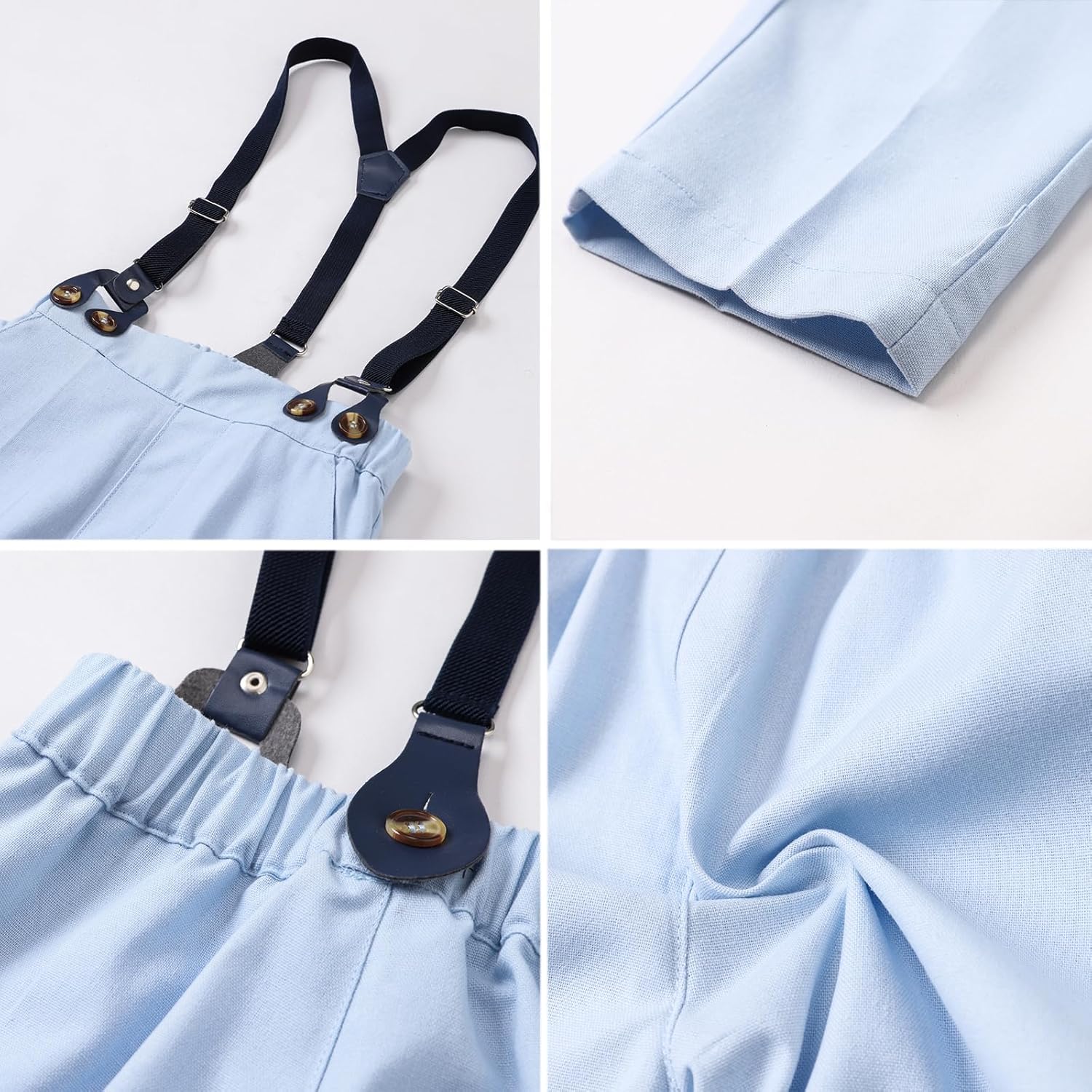 Cromoncent Boy Cotton and Linen Gentleman Suit, Shirt + Pants + Vest, 3 Months - 9 Years - Image 6