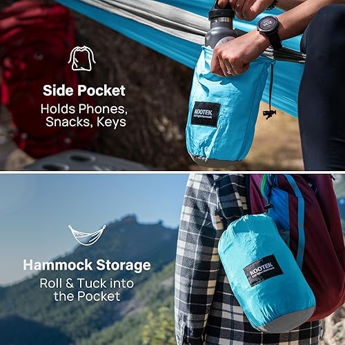Miniatura 4 de Kootek - Hamaca de campamento doble e individual, hamacas portátiles, accesorios de campamento para exteriores e interiores, mochileros, viajes,