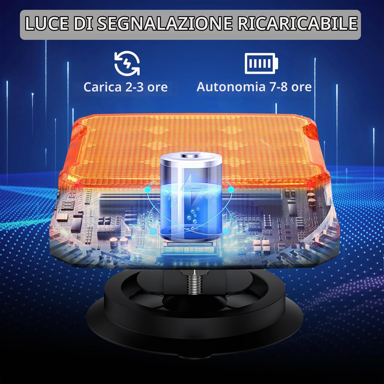 Justech 2PCS Luci Stroboscopiche Magnetiche per Auto Luce del Rimorchio Senza Fili Fanali Posteriori Magnetico Super Luminoso 12/24V Impermeabile IP65 Universali per Camion Rimorchi
