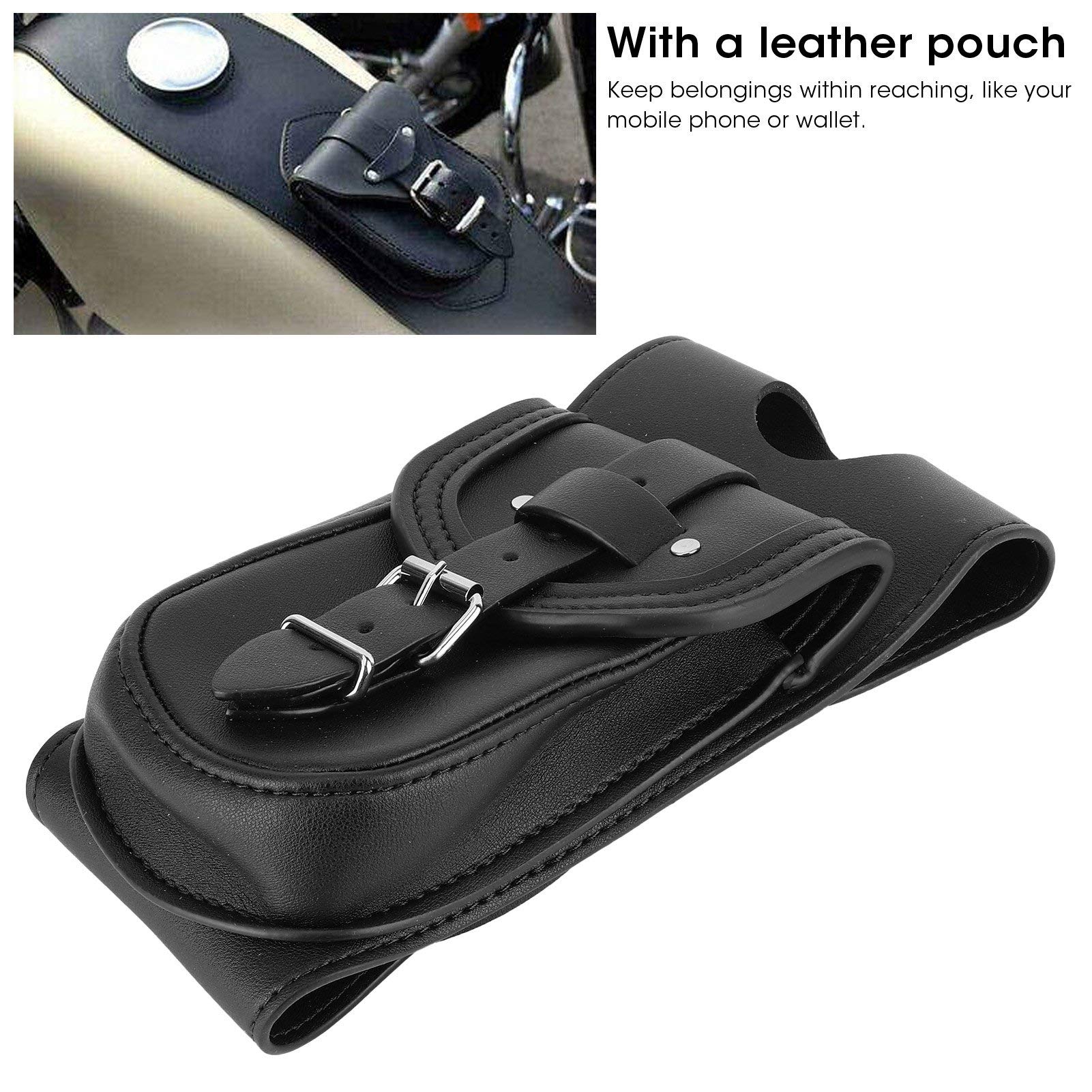 Pokrywa zbiornika paliwa motocykla Torba pokrywa paliwa Torba motocyklowa PU Skóra Pokrywa zbiornika paliwa gazowego Panel Pad Śliniak z etui Torba panelowa Torba na (Schwarz)