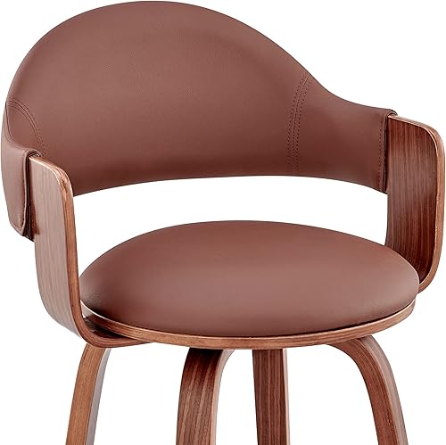 Miniatura 109 de Armen Living Jayden - Taburete de bar moderno giratorio de piel sintética gris y madera de nogal de 26 pulgadas para encimera de isla de cocina