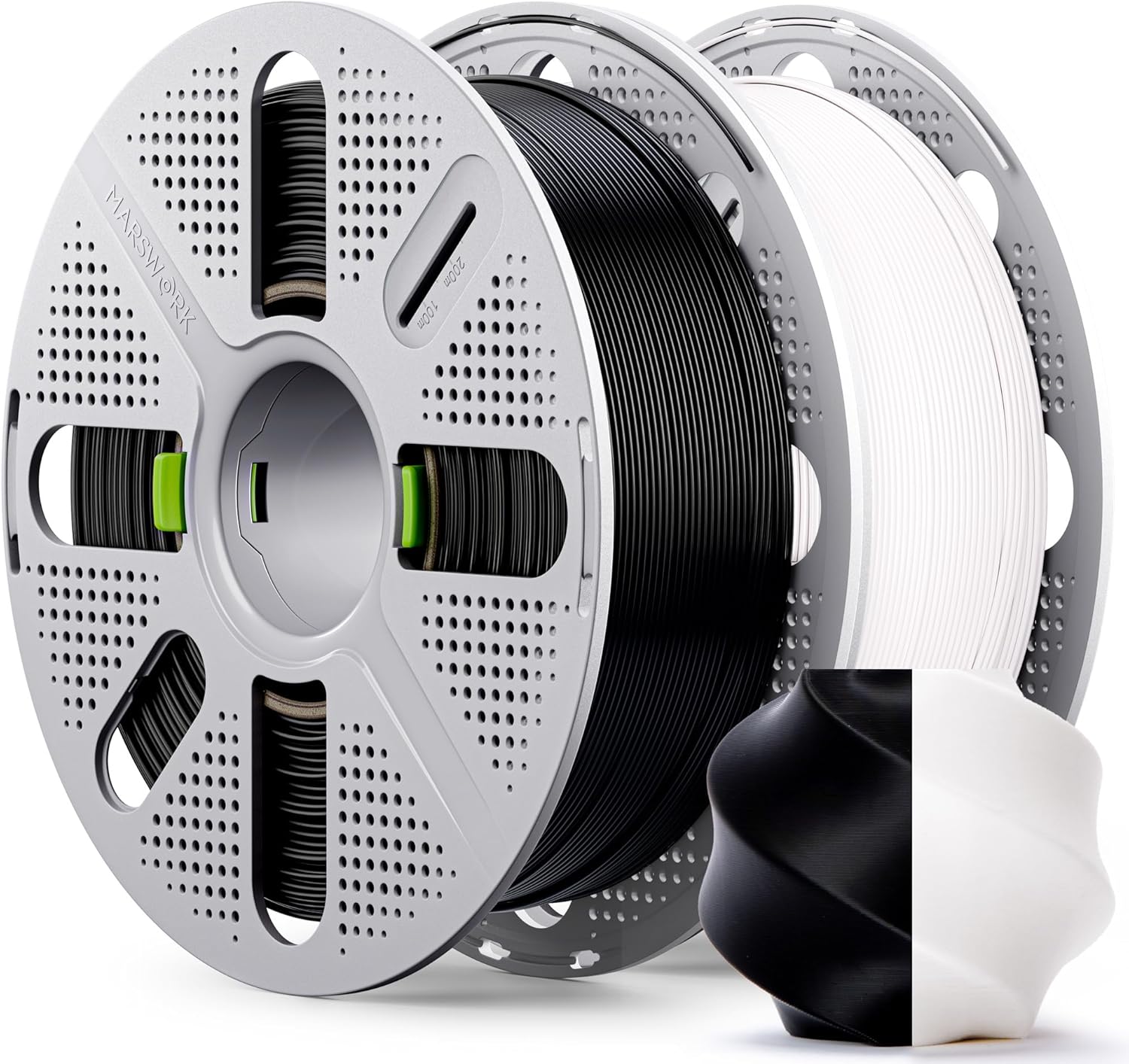 PLA Basic, Pre-Dried Filament with Quick-Swap Reusable Spool 2kg (4.4lbs), 1.75mm 3D Printing Filament, Compatible with Bambu Lab 3D Printers – Black + White