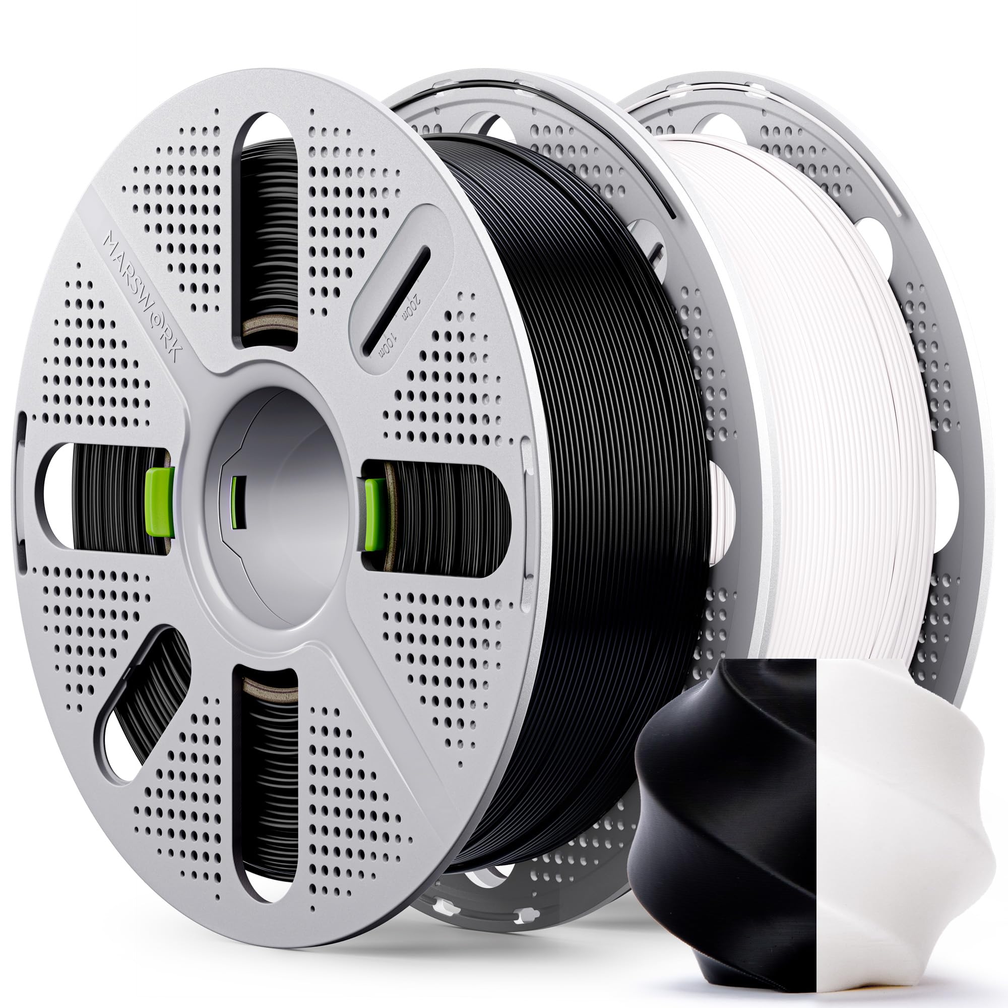 MarsWork PLA Basic, Pre-Dried Filament with Quick-Swap Reusable Spool 2kg (4.4lbs), 1.75mm 3D Printing Filament, Compatible with Bambu Lab 3D Printers