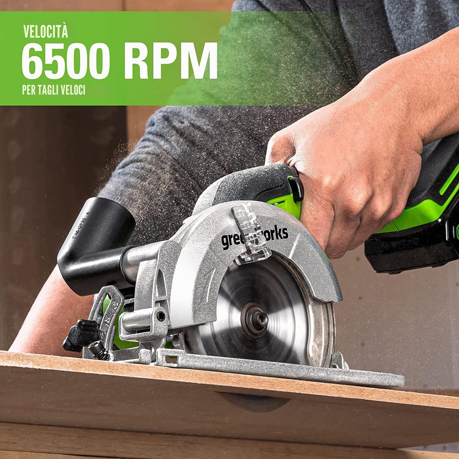 Greenworks 24 V Senza Spazzole 4-1 o 2" Sega Circolare Compatta, 6.500 RPM, Solo Strumento