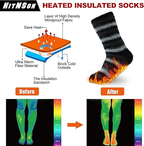 Miniatura 4 de KitNSox Calcetines térmicos cálidos para hombre y mujer, calcetines térmicos gruesos de invierno para botas térmicas para clima frío