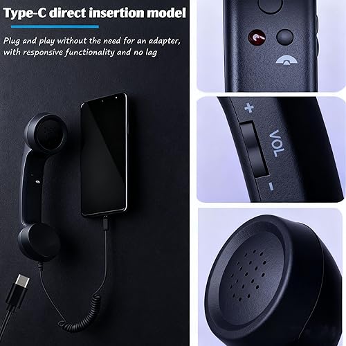 Miniatura 3 de Nuevo auricular retro 2026, adaptador de teléfono celular fijo, teléfono retro tipo C, teléfono con cable, receptor de mango fijo para celular móvil