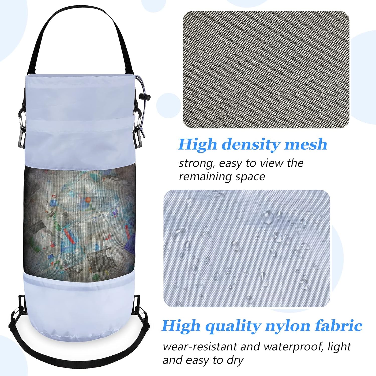 Patelai 5/8 Pcs Portable Boat Trash Bags Container Mesh Trash Bags Can Reusable Garbage Container for Men Women Adults Kayak Camper Fishing Sea