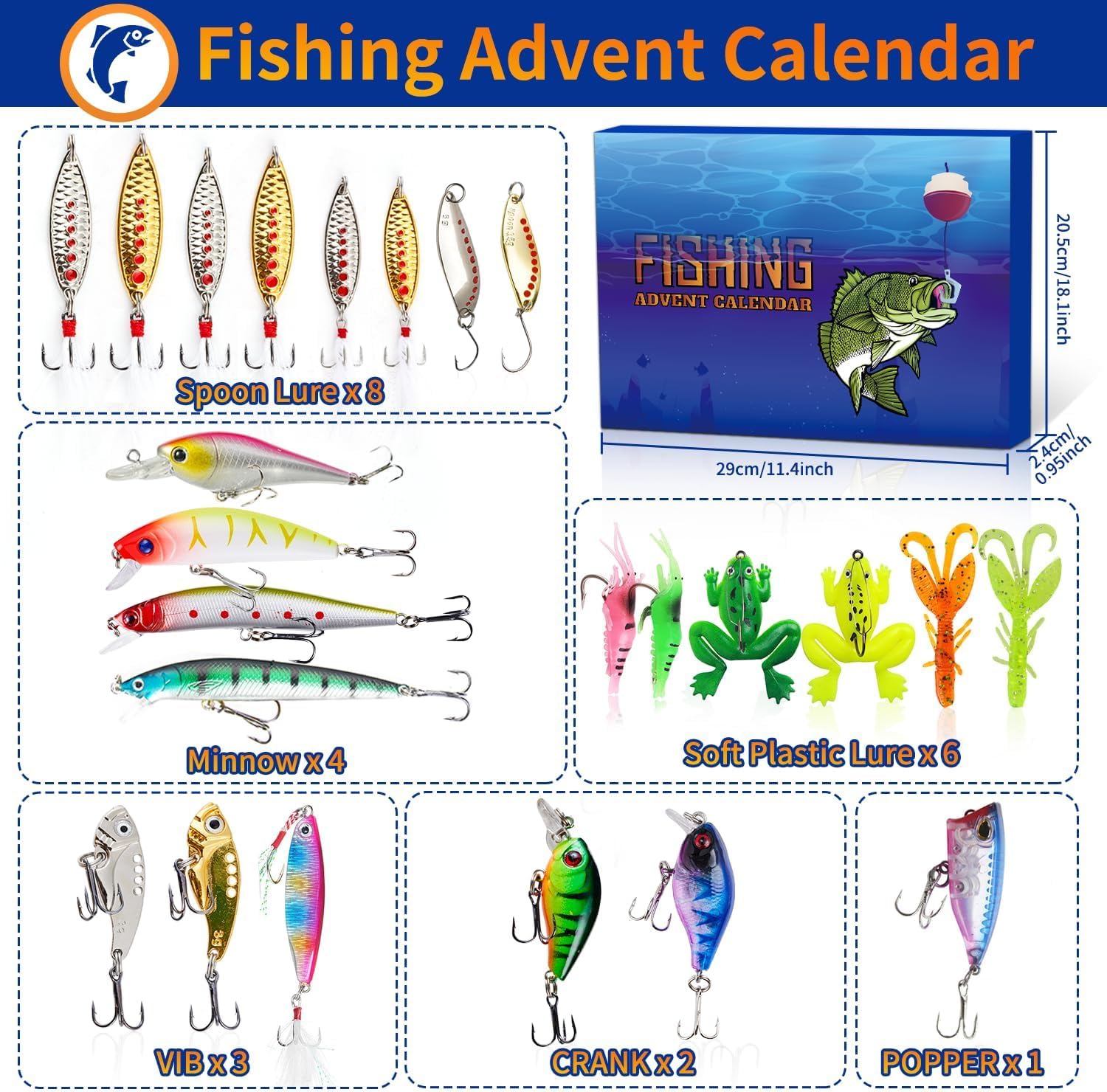 Angel Calendario Dell'Avvento 2024 Per Pescatori - 24 Esche Da Pesca Per Il Conto Alla Riscossa Di Natale - 6