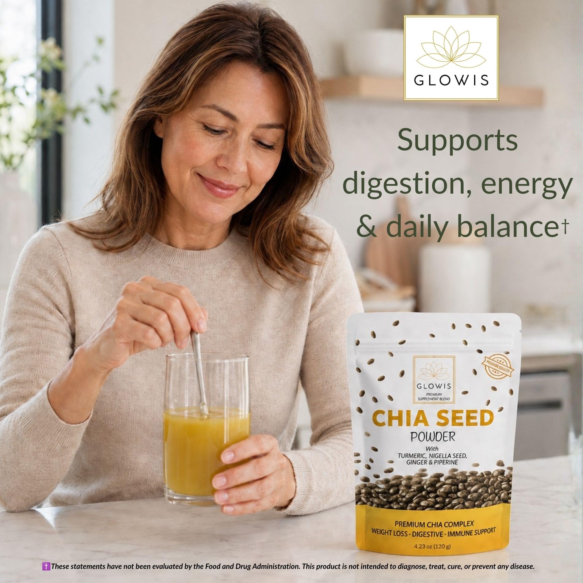Organic Chia Seed Powder — 5-in-1 Superfood Blend with Turmeric, Ginger & Black Pepper | Fiber-Rich for Appetite Control & Fullness | Plant Protein, Vegan, Non-GMO | 4.23 oz (20 Servings) — Amazon image 8